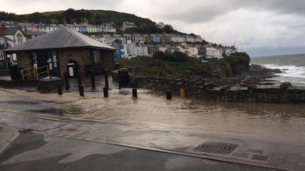 Flooding in New Quay, Ceredigion