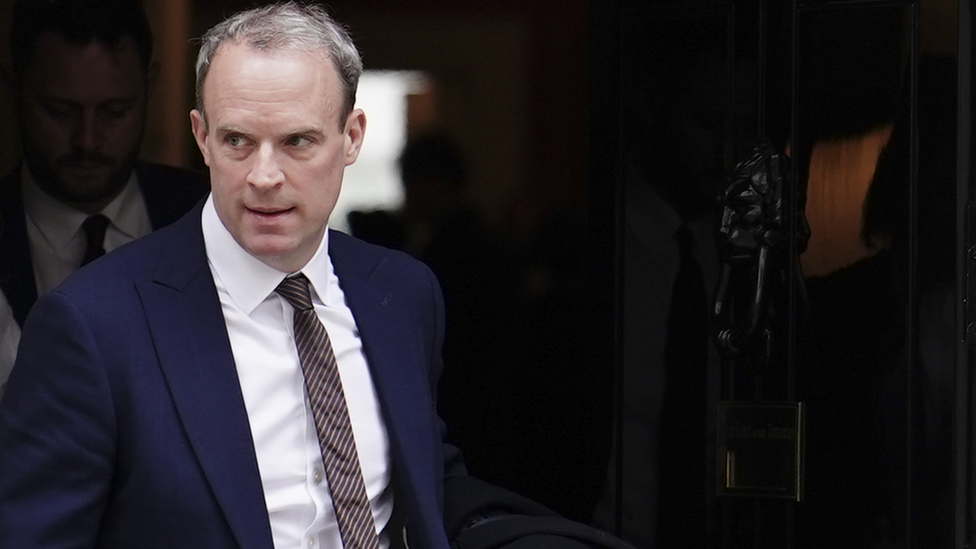 Deputy Prime Minister Dominic Raab leaves No 10