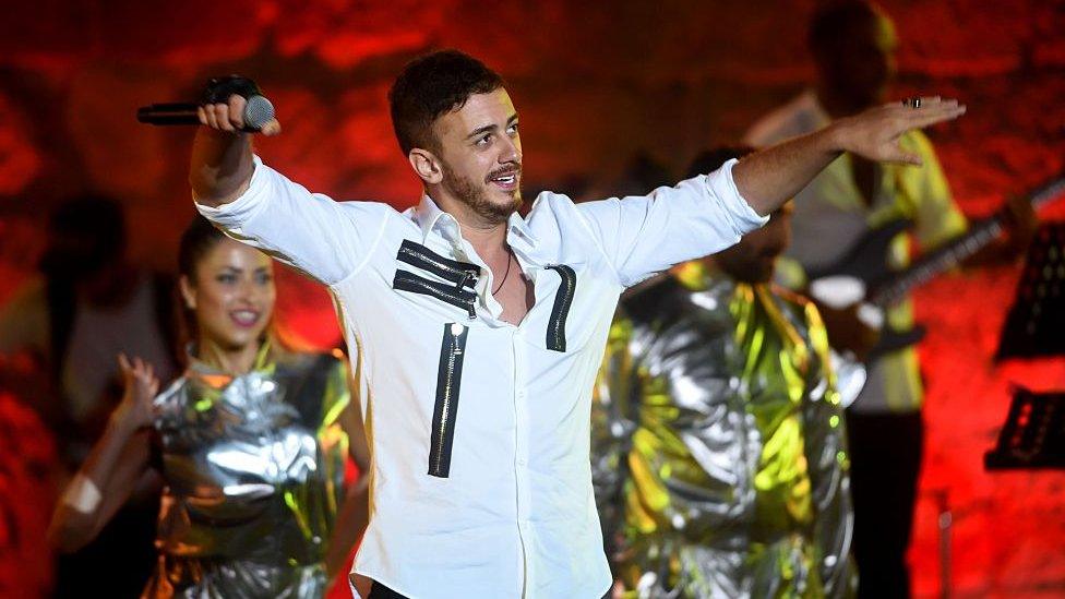 Moroccan singer Saad Lamjarred performs at the International Carthage Festival in Tunisia, 30 July 2016