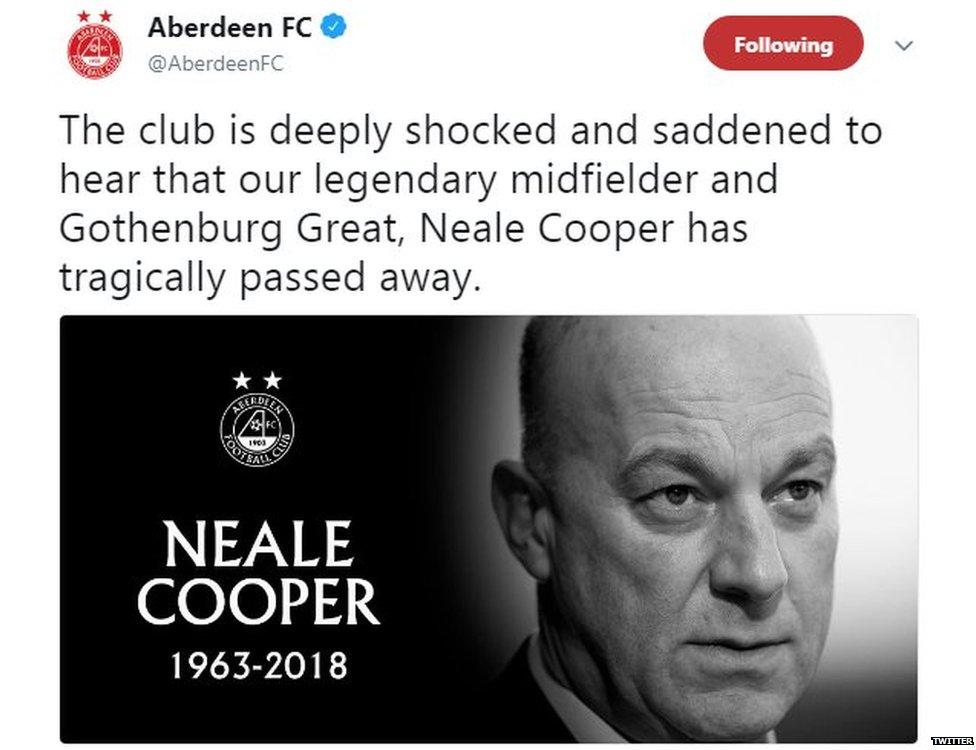 A tweet by Aberdeen Football Club