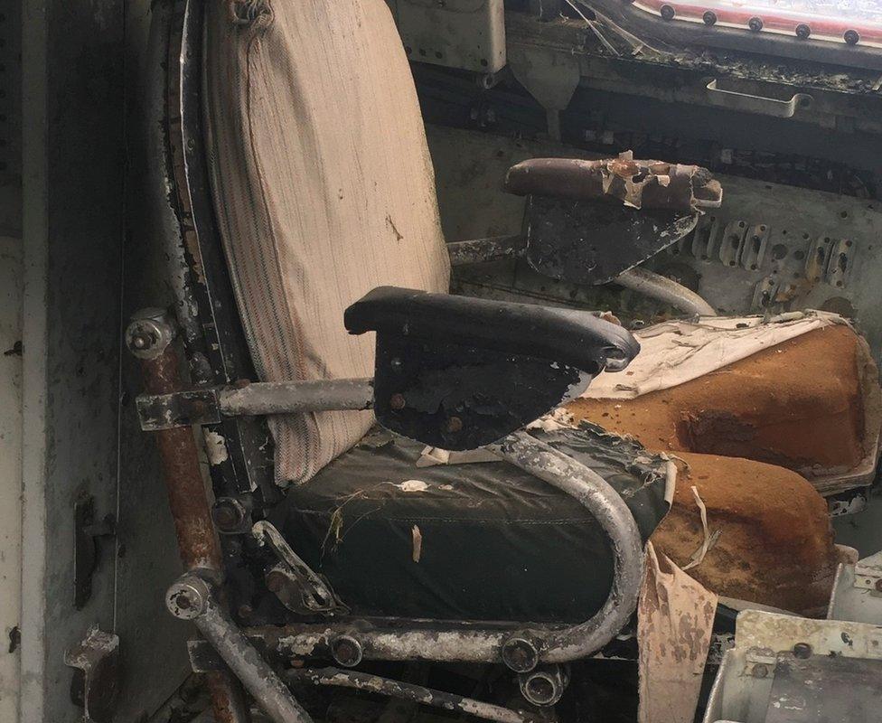 The chair in a Carvair cockpit