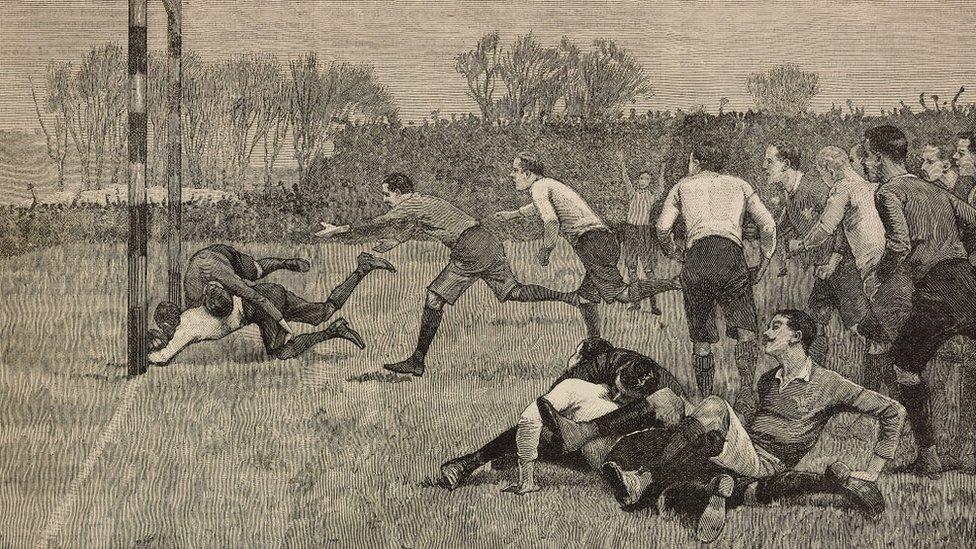 Drawing of a rugby match