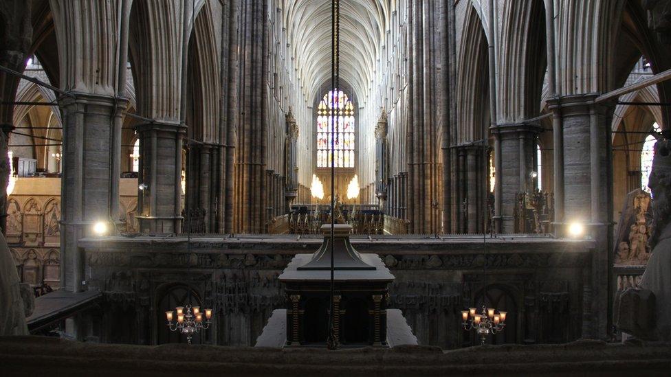 The view from Henry V's chapel into the rest of Westminster Abbey