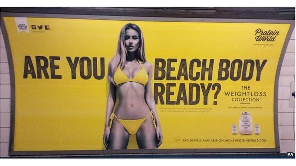 Protein World's advert, asking "Are you beach body ready?"