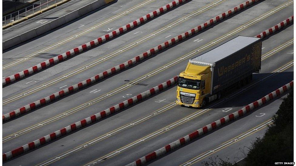 Lorry pulling into the Port of Dover