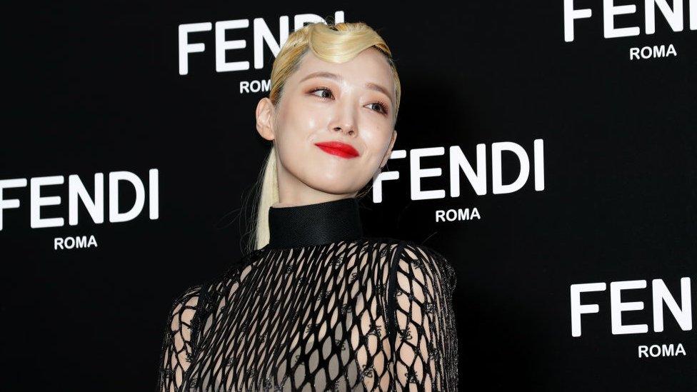 Former member of South Korean girl group f(x), Sulli, at the photocall for FENDI on September 03, 2019