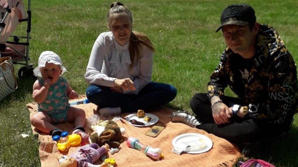 Skyla, Robyn and Lewis have a picnic