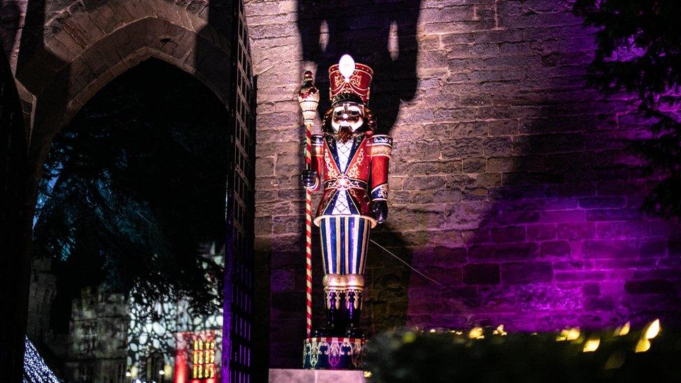 A giant nutcracker display