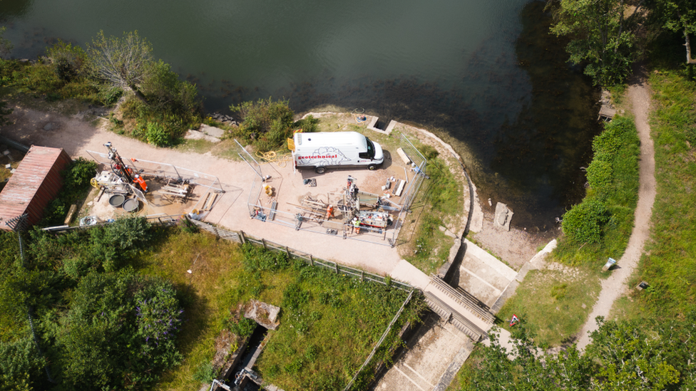 An aerial view of the Cannop Ponds