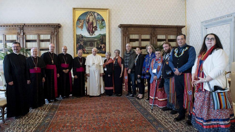 Vatican releases photo of Pope's private meetings with Metis and Inuit delegates