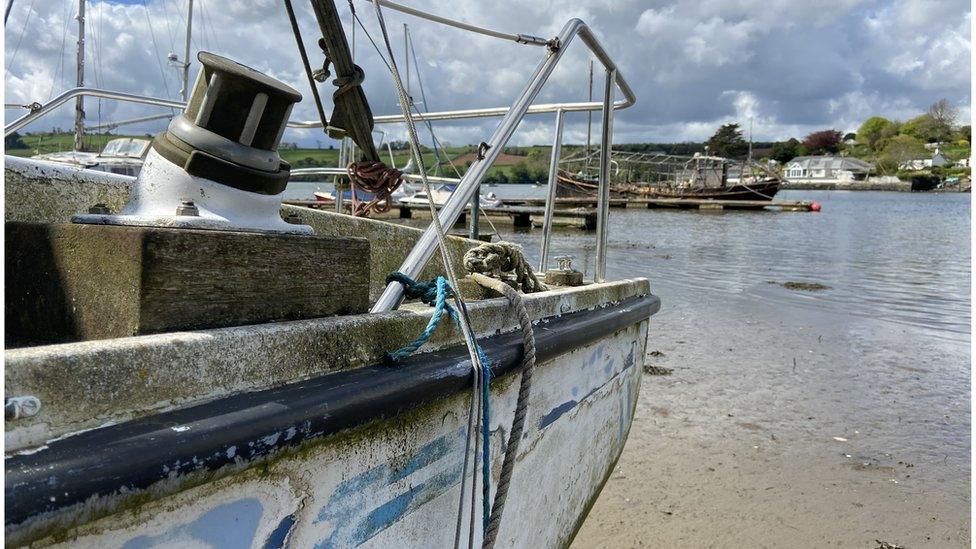 Abandoned boat close up of stern