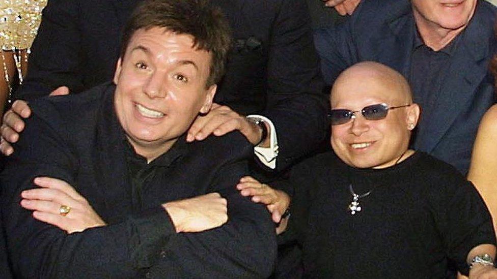 Mike Myers and Verne Troyer promoting the film Austin Powers in Goldmember in 2002