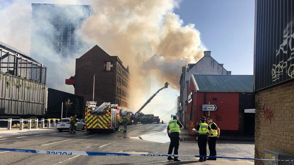 Fire in the Tradeston area of Glasgow