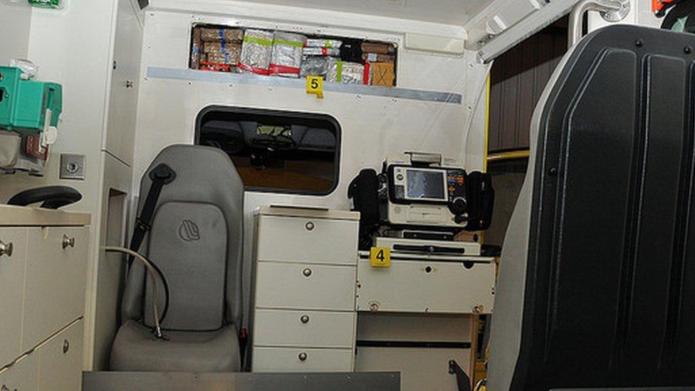 Drugs hidden behind ambulance wall panels