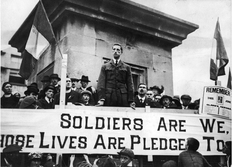 Éamon de Valera speaking in Ennis, County Clare after his election to parliament in 1917