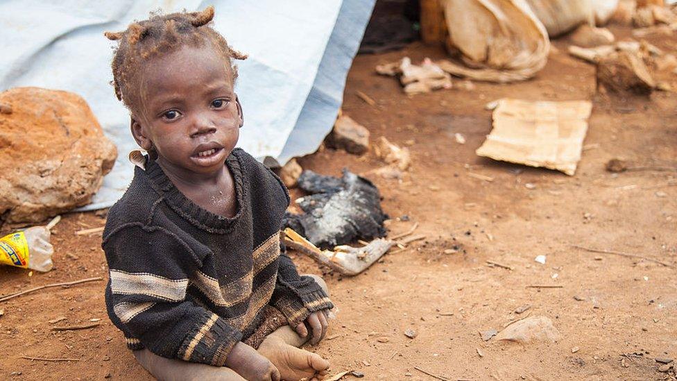 Child living in squaler in refugee camps in the southern border town of Anse-a-Pitres