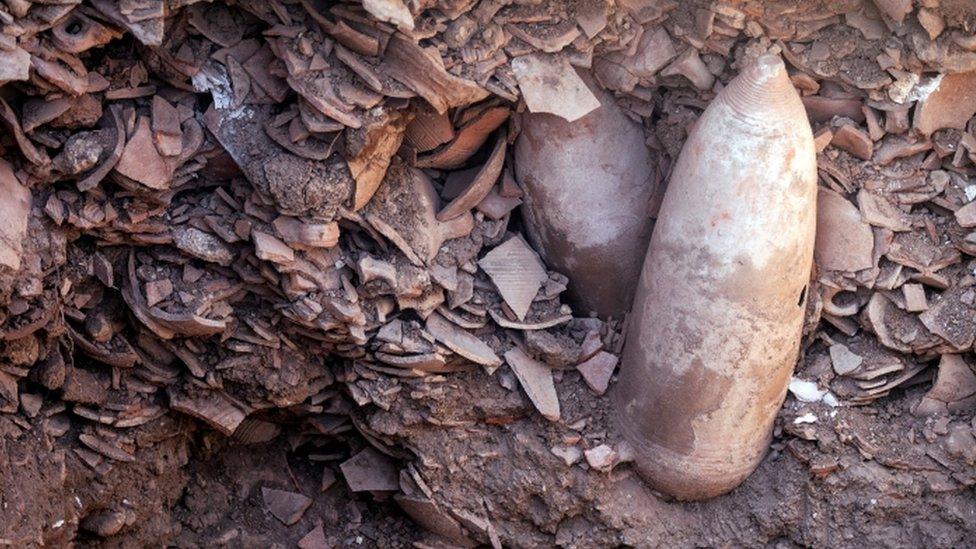 Fragments of pots found at the Yavne site