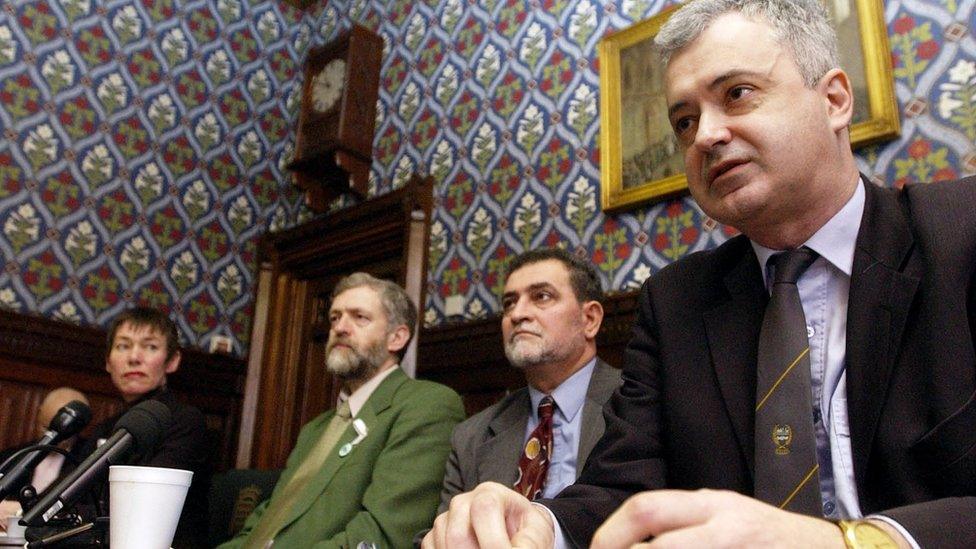 Andrew Murray (right) at a meeting with Jeremy Corbyn in 2003