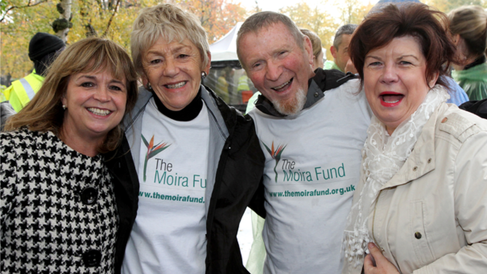 Former Lord Advocate Dame Elish Angiolini QC and Elaine C Smith with Bea and Hu Jones