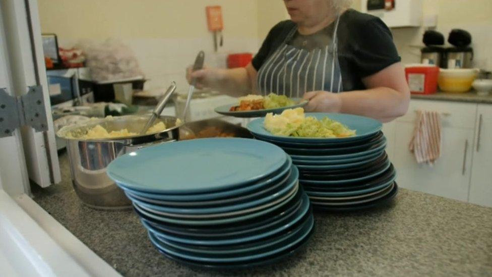 Hot lunch being served