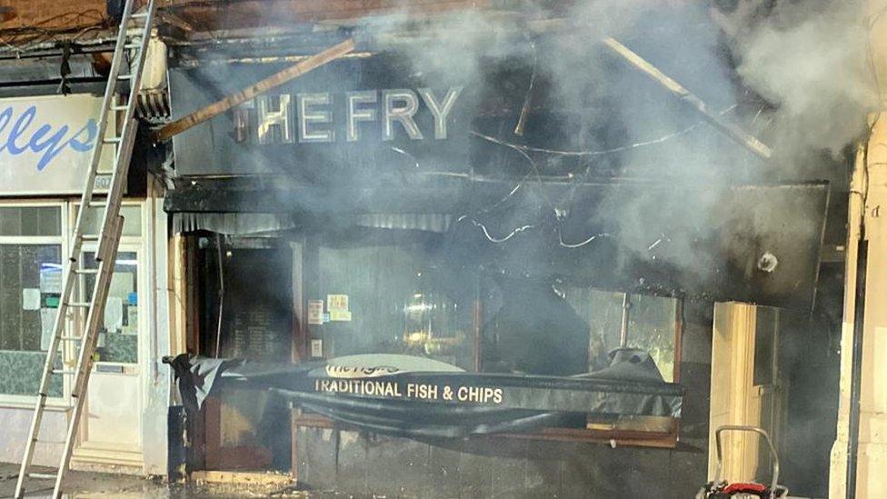 Fire at the Frying Pan takeaway restaurant in Southchurch Road, Southend