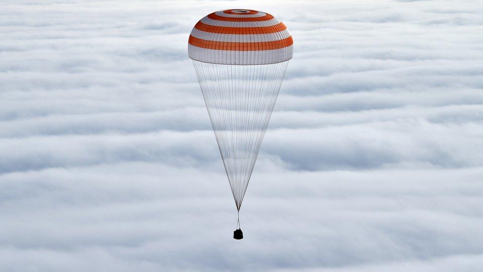 Parachute carries the Soyuz capsule. 2 March 2016