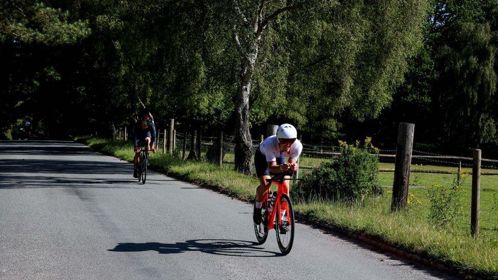 Cyclist going through Cannock Chase