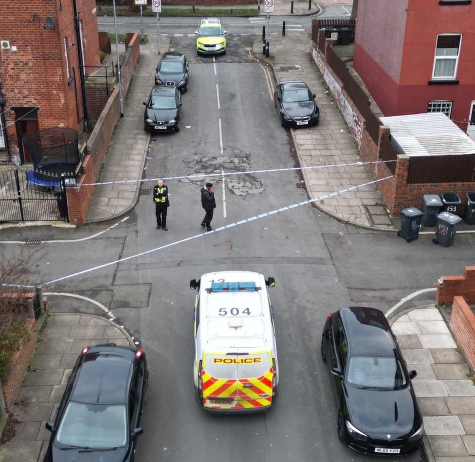 Aerial view of Leeds murder scene