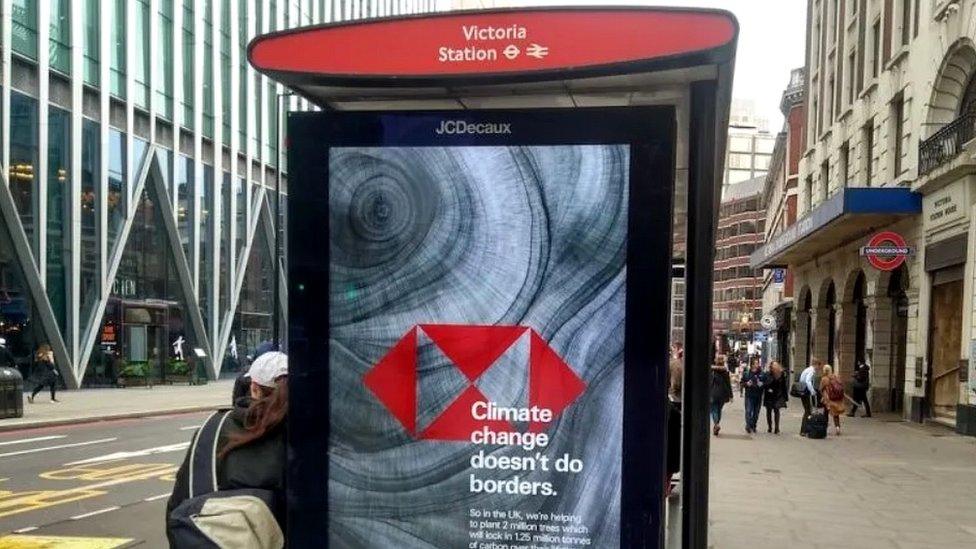 One of the banned ads at a bus stop in London.