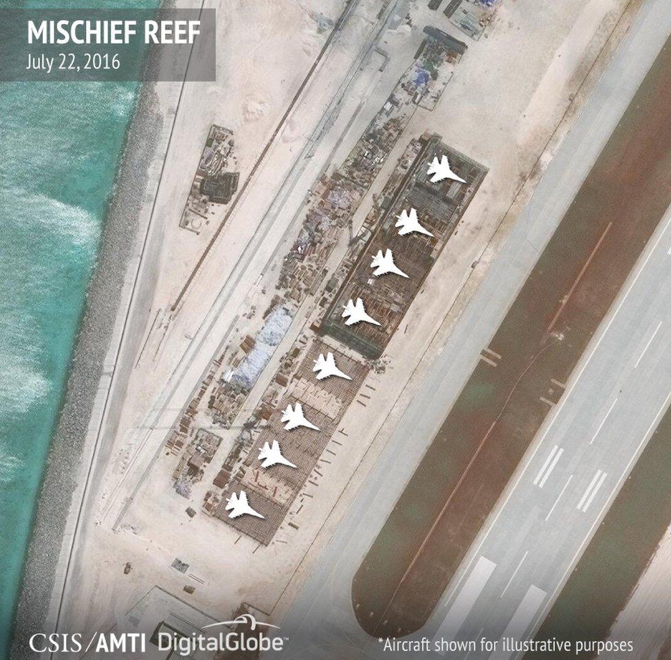 Hangars on Mischief Reef