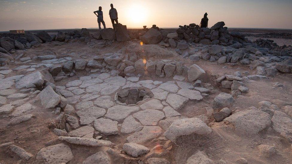 The fireplace where the bread was found at an archaeological site known as Shubayqa 1