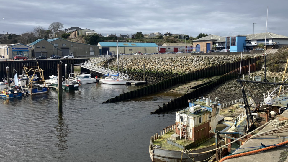 A wide shot of Kilkeel harbour