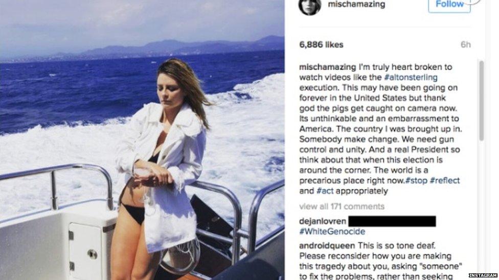 Mischa Barton was criticised for her Instagram post,