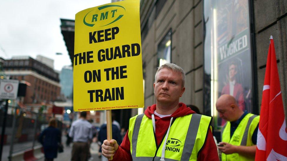 Striker in Southern Rail dispute with placard