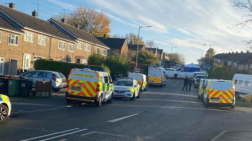 Police at scene of murder in Houghton Regis