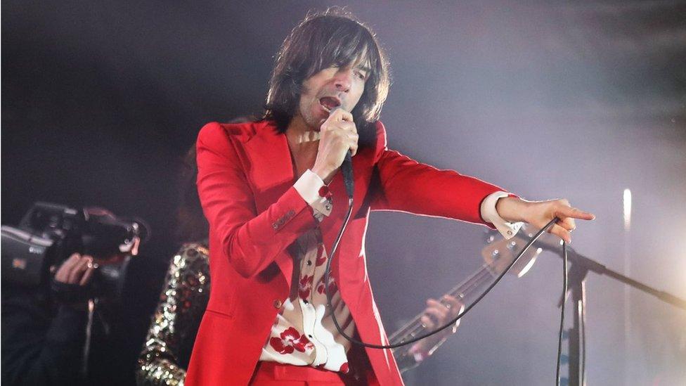 Lead singer of Primal Scream Bobby Gillespie performing at the 3D festival at Slessor Gardens in Dundee