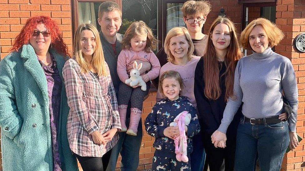 The family at their new home in Nailsea