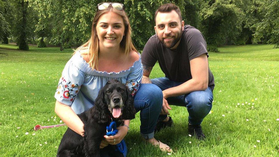 Jillian, Jamie and Rupert the dog