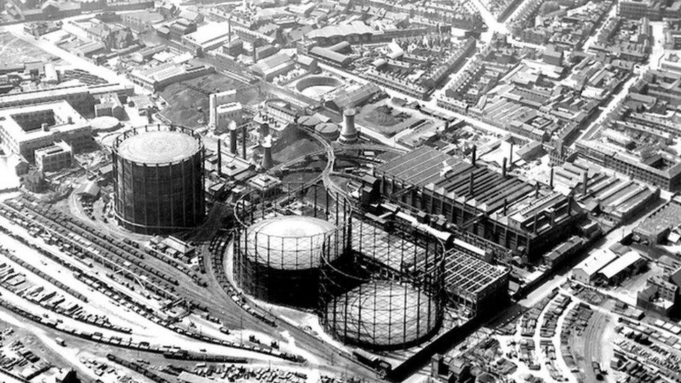 An archive image of the Windsor Street Gasworks