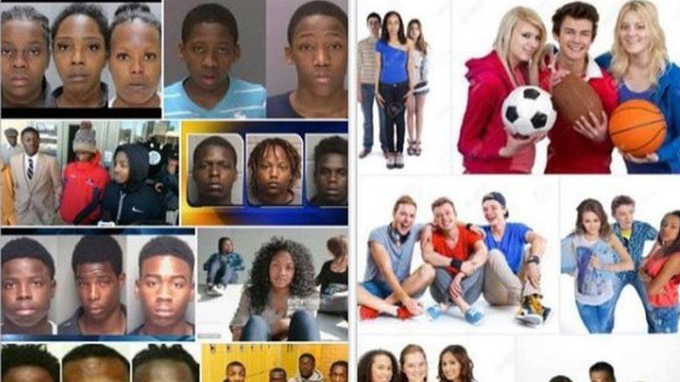 Pictures of three black and three white teenagers