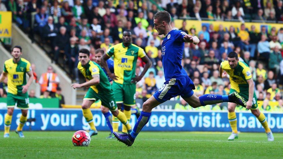 Vardy scores against Norwich