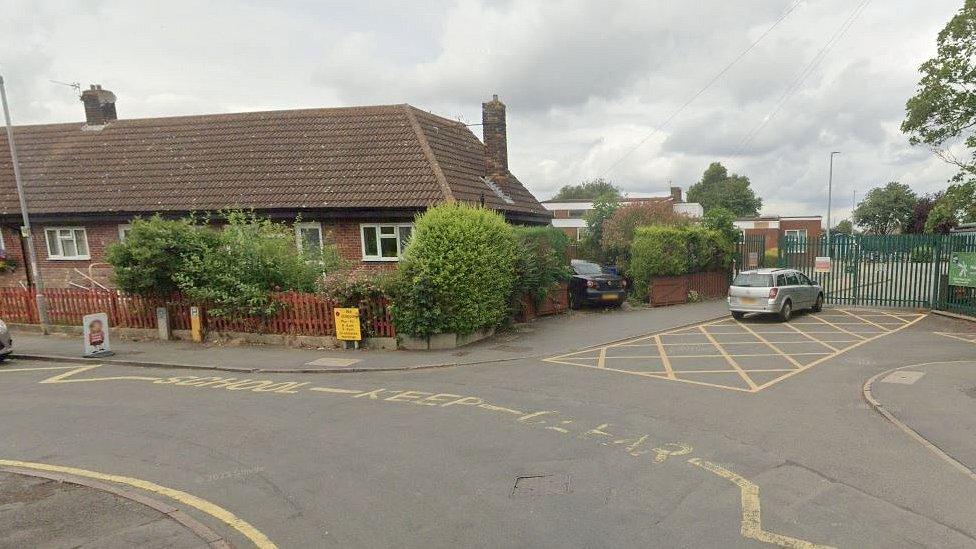 Keep Clear markings outside Waltham Leas Primary School