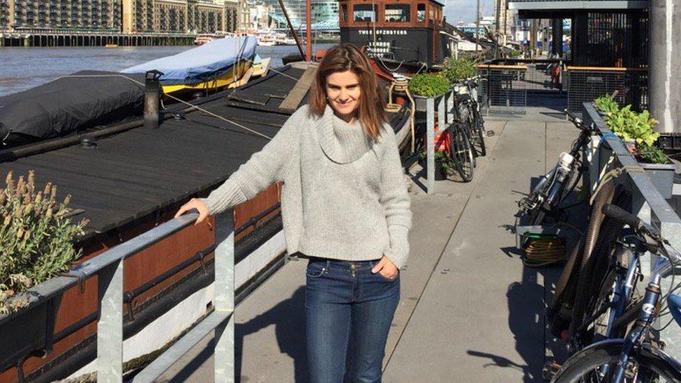 Jo Cox by her houseboat