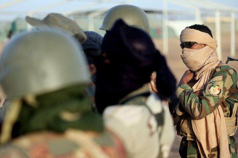 A Mali's FAMA soldier attends a training with French Marine Special Operation Forces in December 2021.