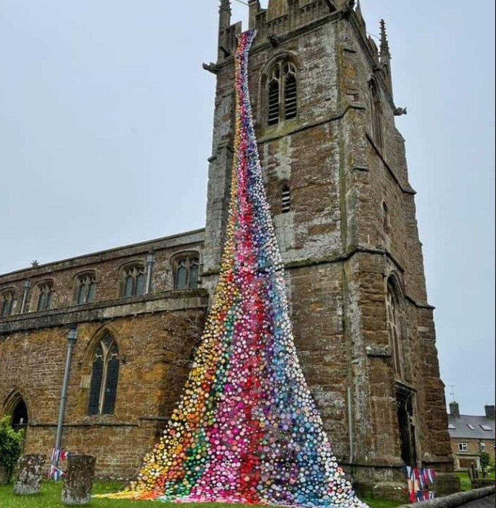 Middleton Cheney church flower cascade