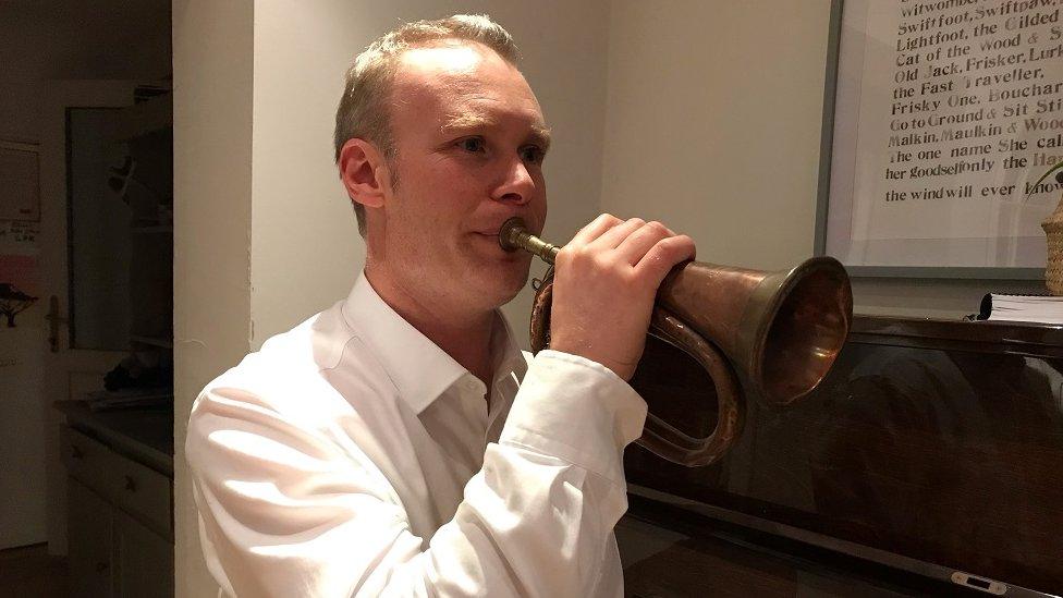 Tom Stapleton plays Pte Howard's bugle