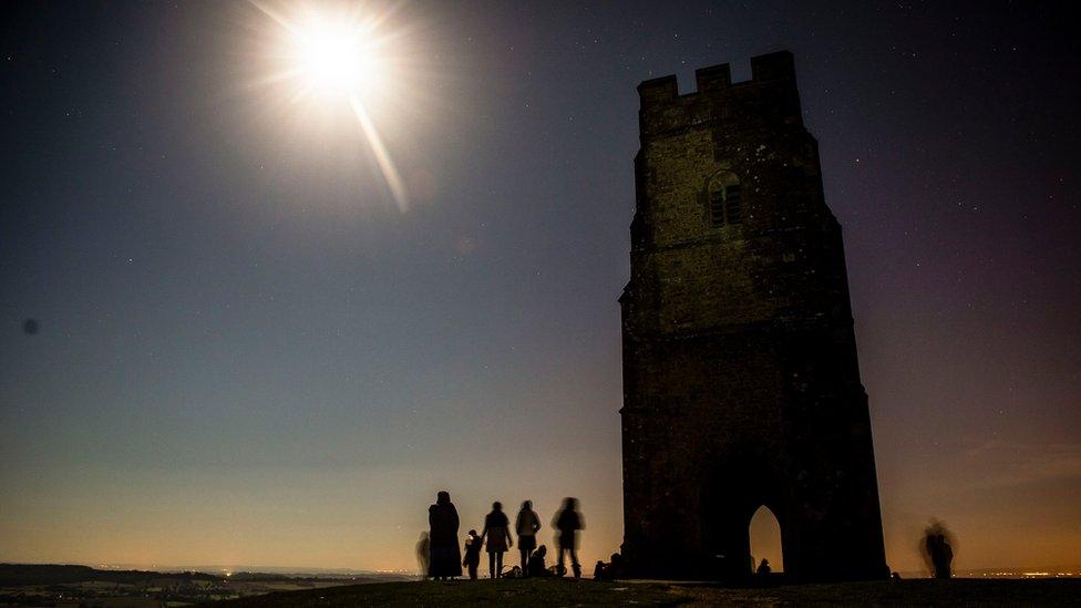 "Supermoon" above Glastonbury