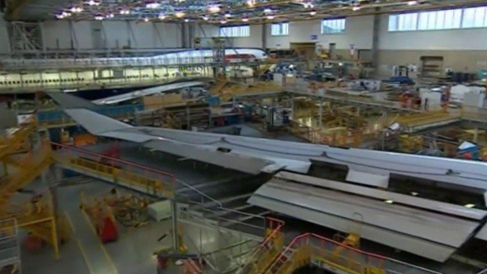 inside aircraft maintenance hanger