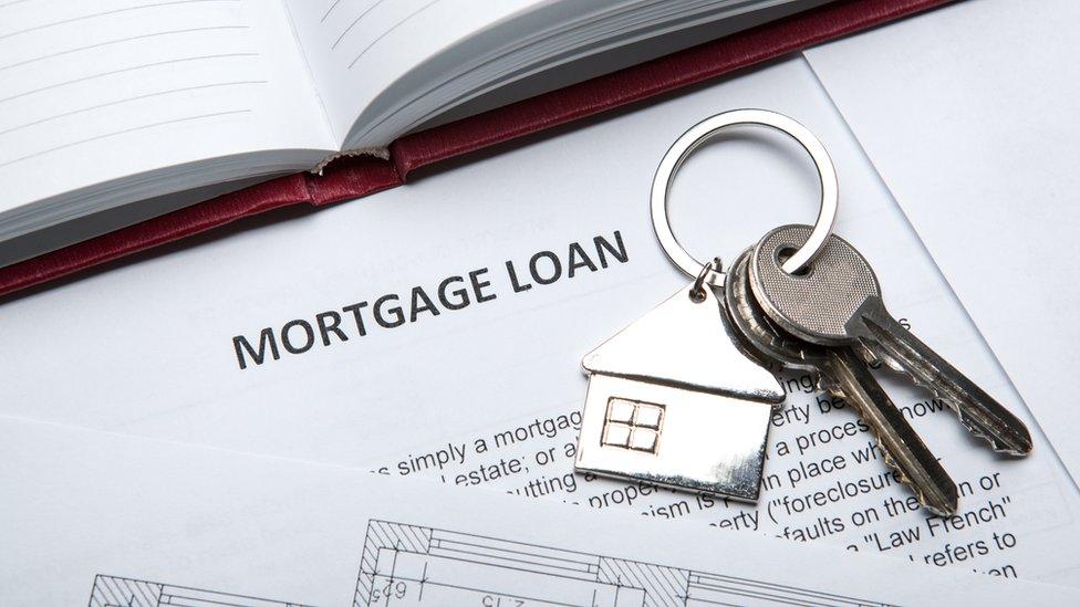 Mortgage Loan and keys stock image