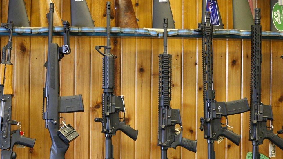 Semi-automatic AR-15"s are for sale at Good Guys Guns ^ Range on February 15, 2018 in Orem, Utah